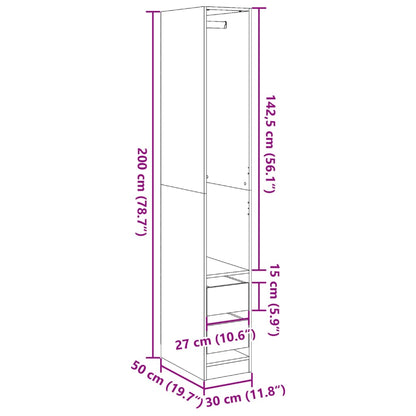 Armadio Grigio Sonoma 30x50x200 cm in Legno Multistrato | homemem39