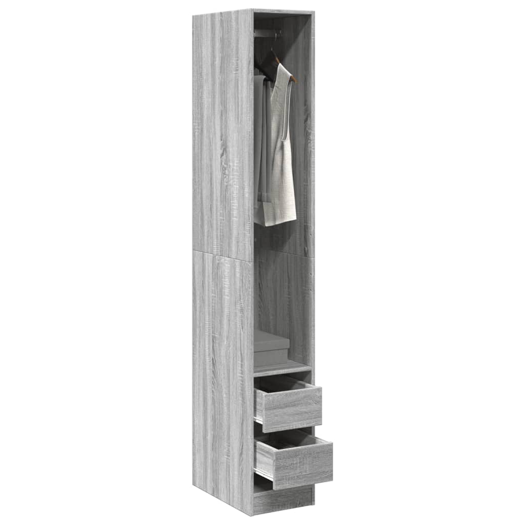 Armadio Grigio Sonoma 30x50x200 cm in Legno Multistrato - homemem39
