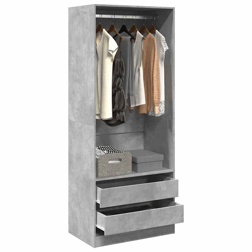 Armadio Grigio Cemento 80x50x200 cm in Legno Multistrato - homemem39