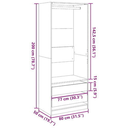 Armadio Grigio Sonoma 80x50x200 cm in Legno Multistrato - homemem39