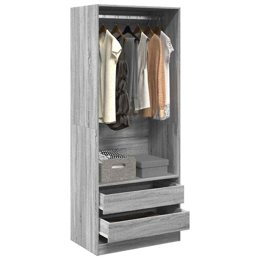 Armadio Grigio Sonoma 80x50x200 cm in Legno Multistrato - homemem39