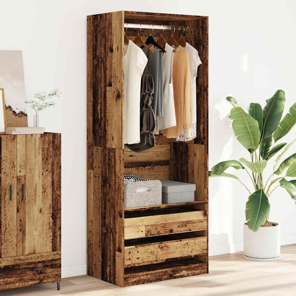 Armadio Legno Antico 80x50x200 cm in Legno Multistrato - homemem39