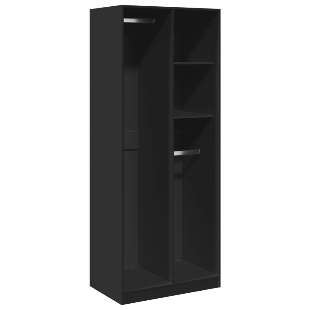 Armadio Nero 80x50x200 cm in Legno Multistrato - homemem39