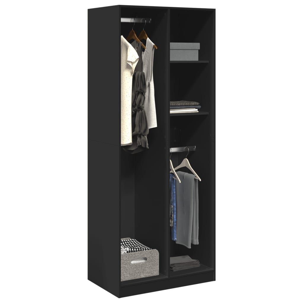 Armadio Nero 80x50x200 cm in Legno Multistrato - homemem39