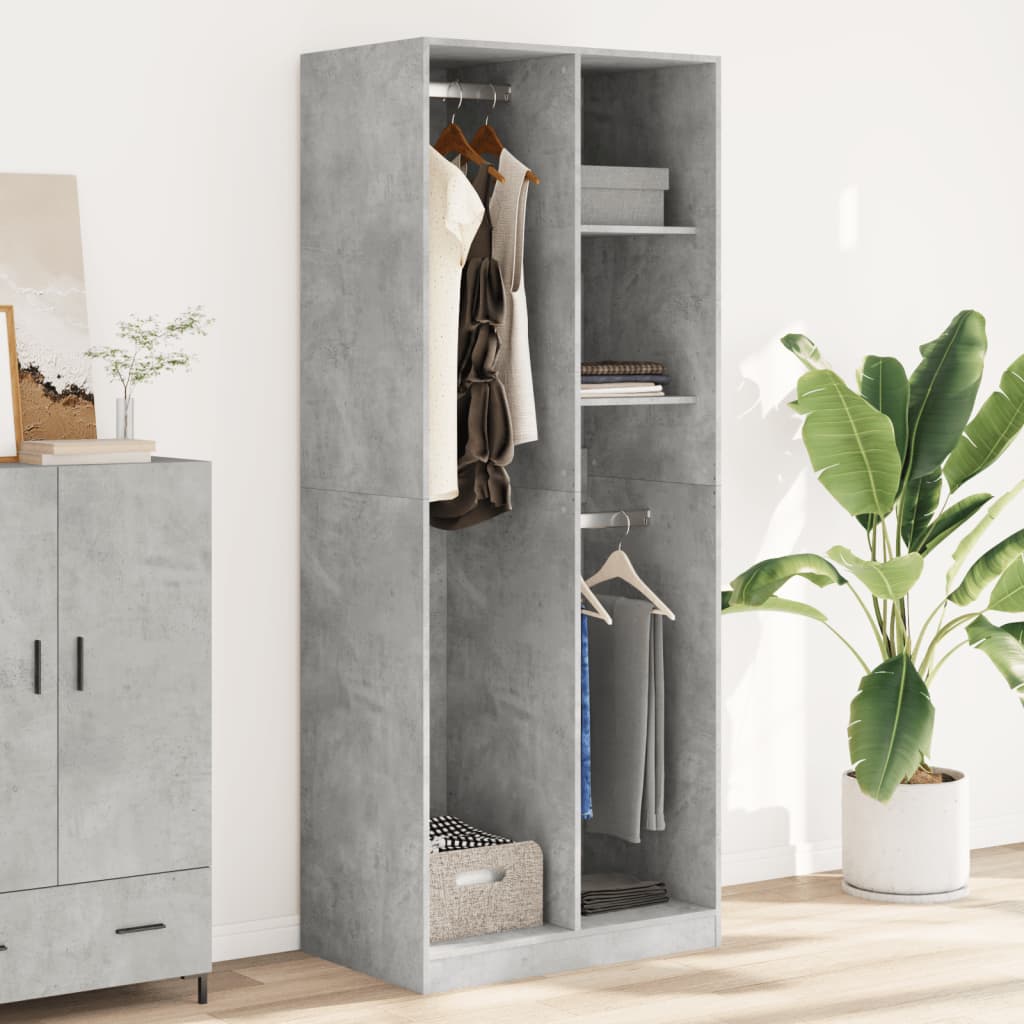 Armadio Grigio Cemento 80x50x200 cm in Legno Multistrato | homemem39