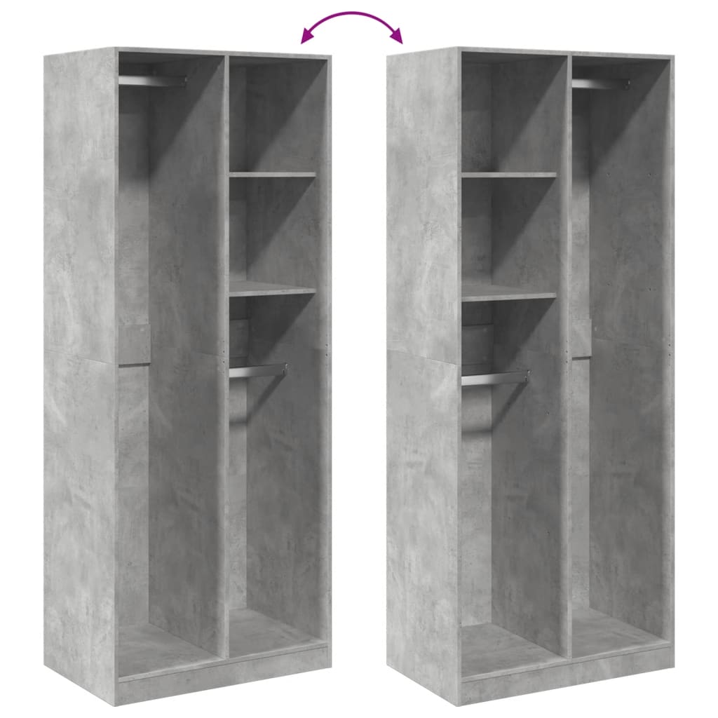 Armadio Grigio Cemento 80x50x200 cm in Legno Multistrato | homemem39