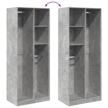 Armadio Grigio Cemento 80x50x200 cm in Legno Multistrato | homemem39
