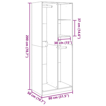 Armadio Grigio Cemento 80x50x200 cm in Legno Multistrato | homemem39