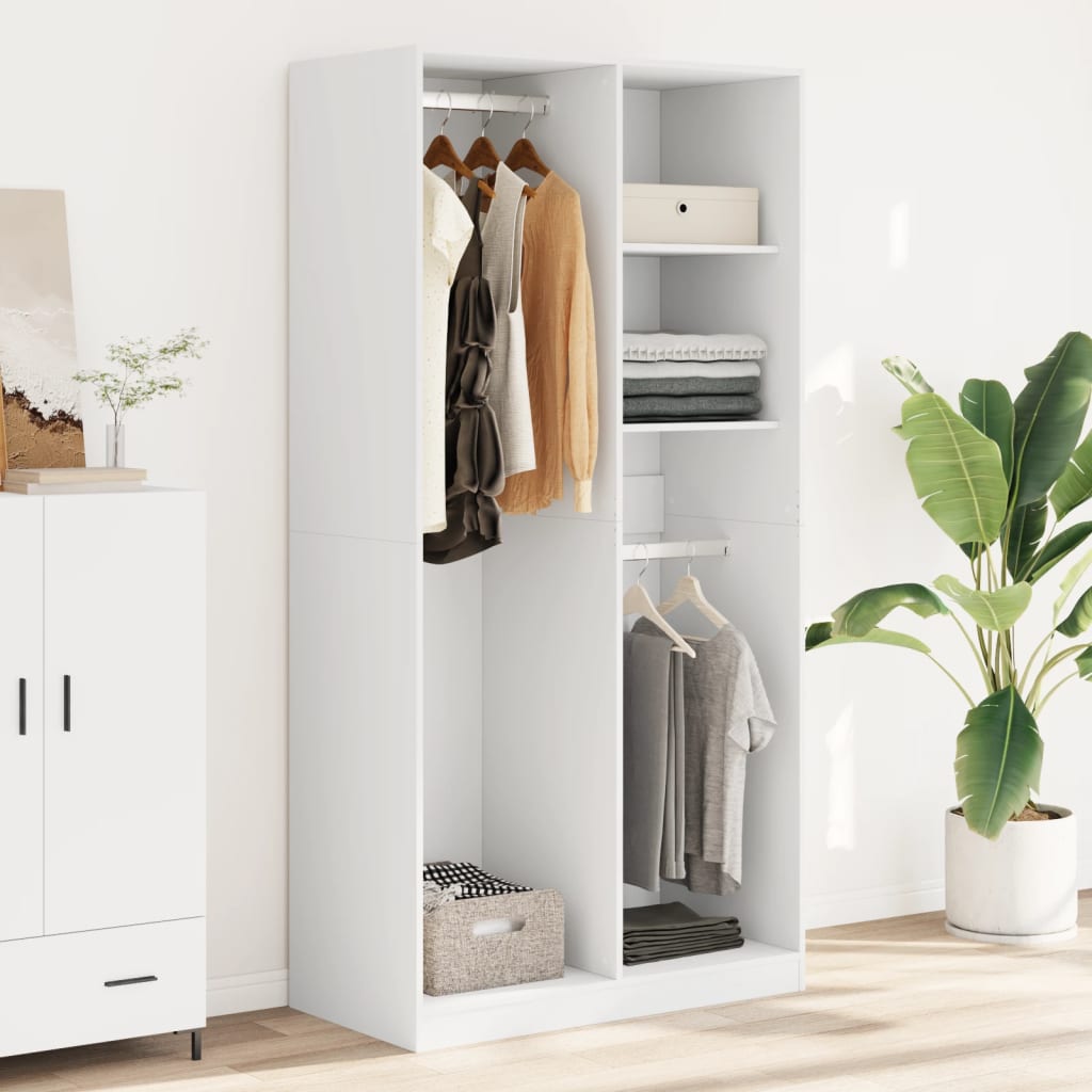 Armadio Bianco 100x50x200 cm in Legno Multistrato | homemem39