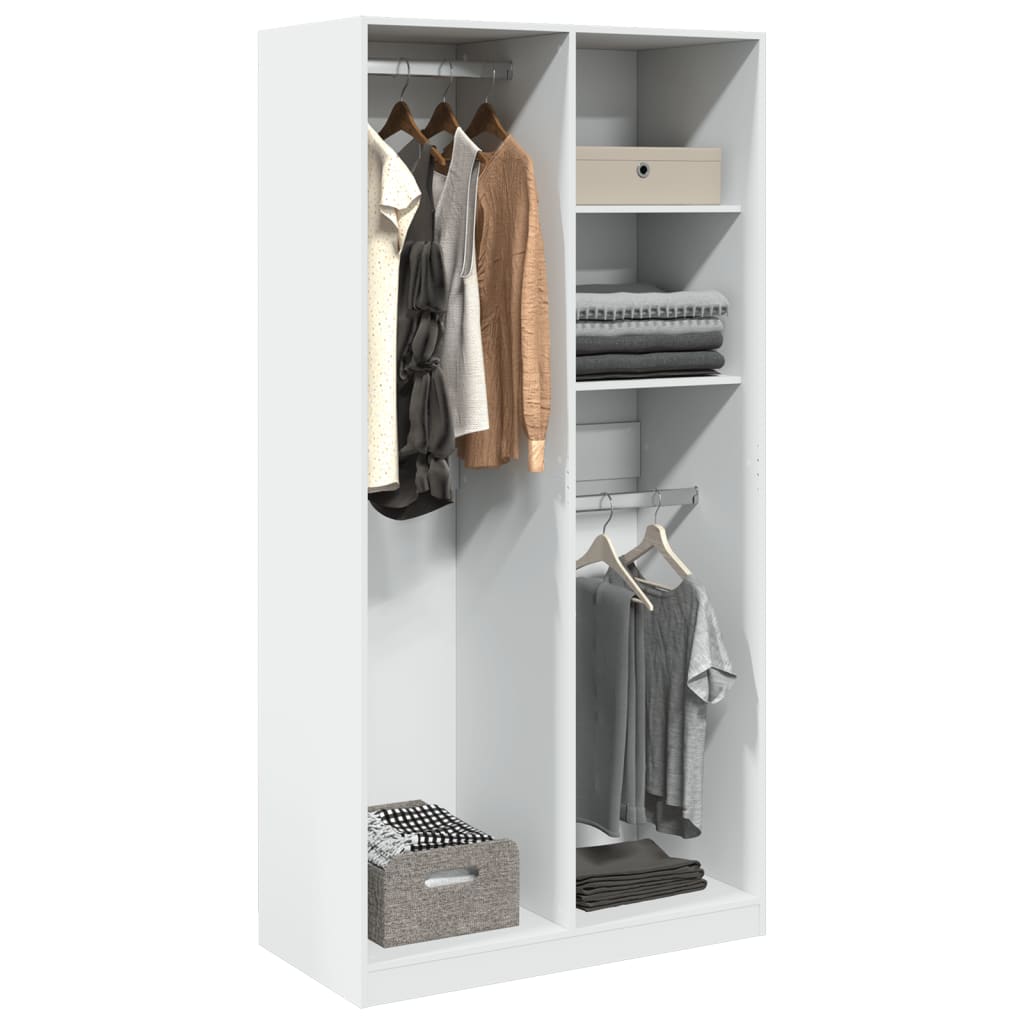 Armadio Bianco 100x50x200 cm in Legno Multistrato | homemem39