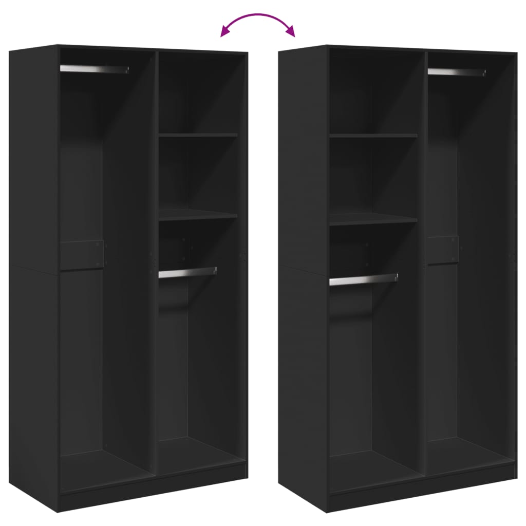 Armadio Nero 100x50x200 cm in Legno Multistrato - homemem39