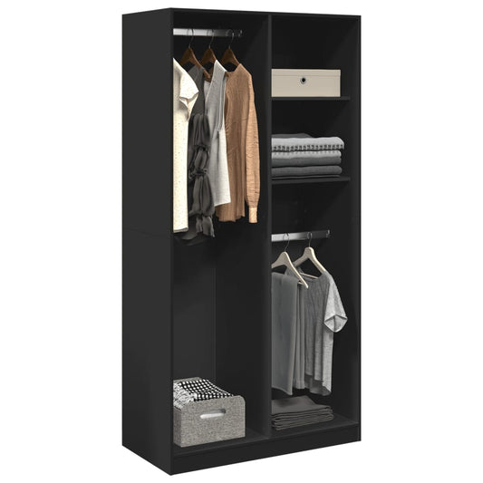 Armadio Nero 100x50x200 cm in Legno Multistrato - homemem39