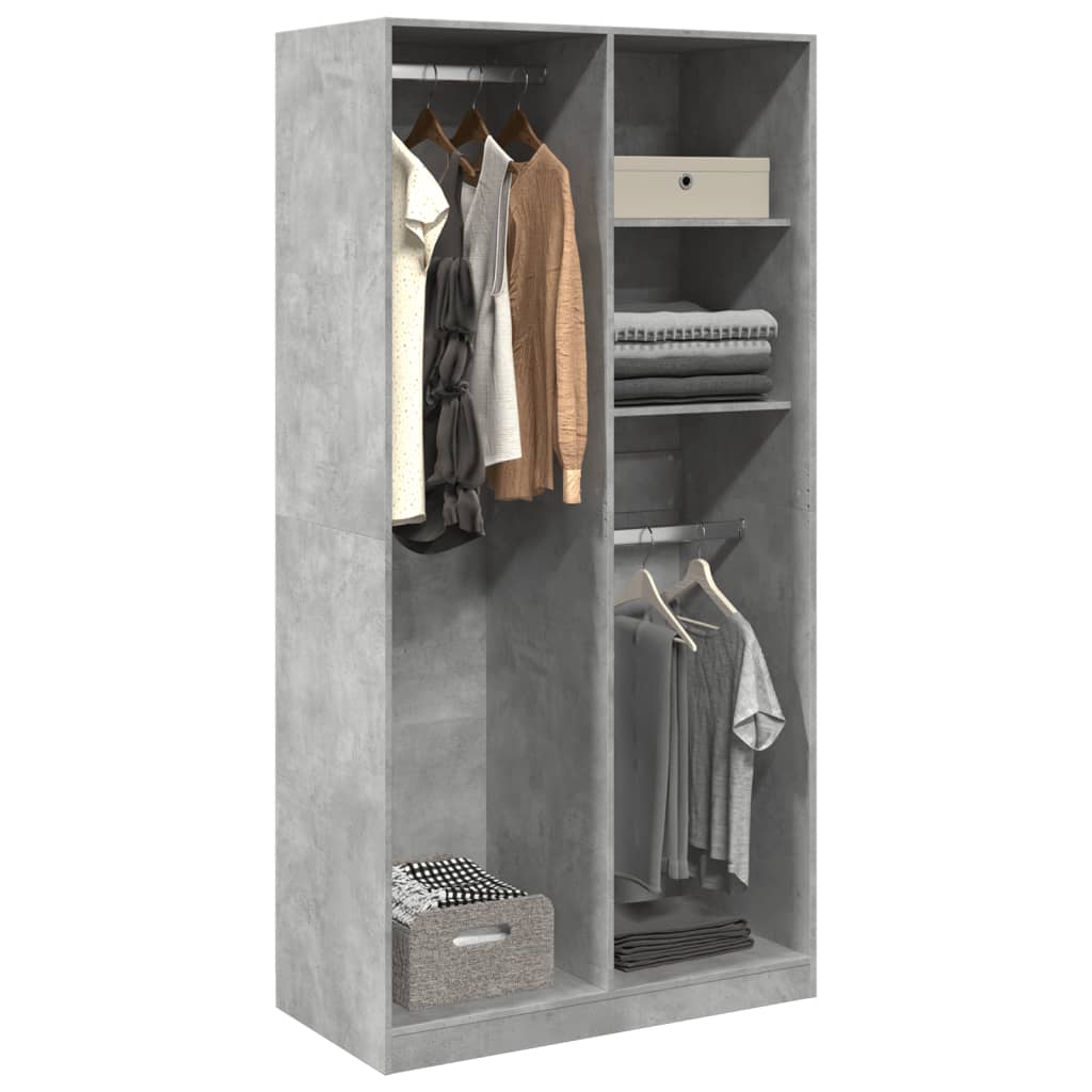 Armadio Grigio Cemento 100x50x200 cm in Legno Multistrato | homemem39