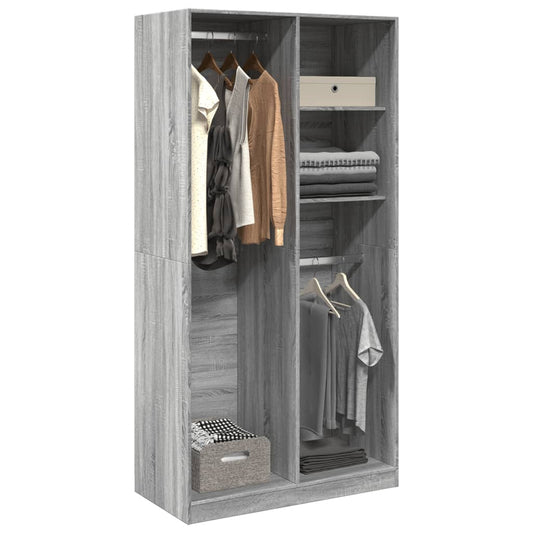 Armadio Grigio Sonoma 100x50x200 cm in Legno Multistrato - homemem39