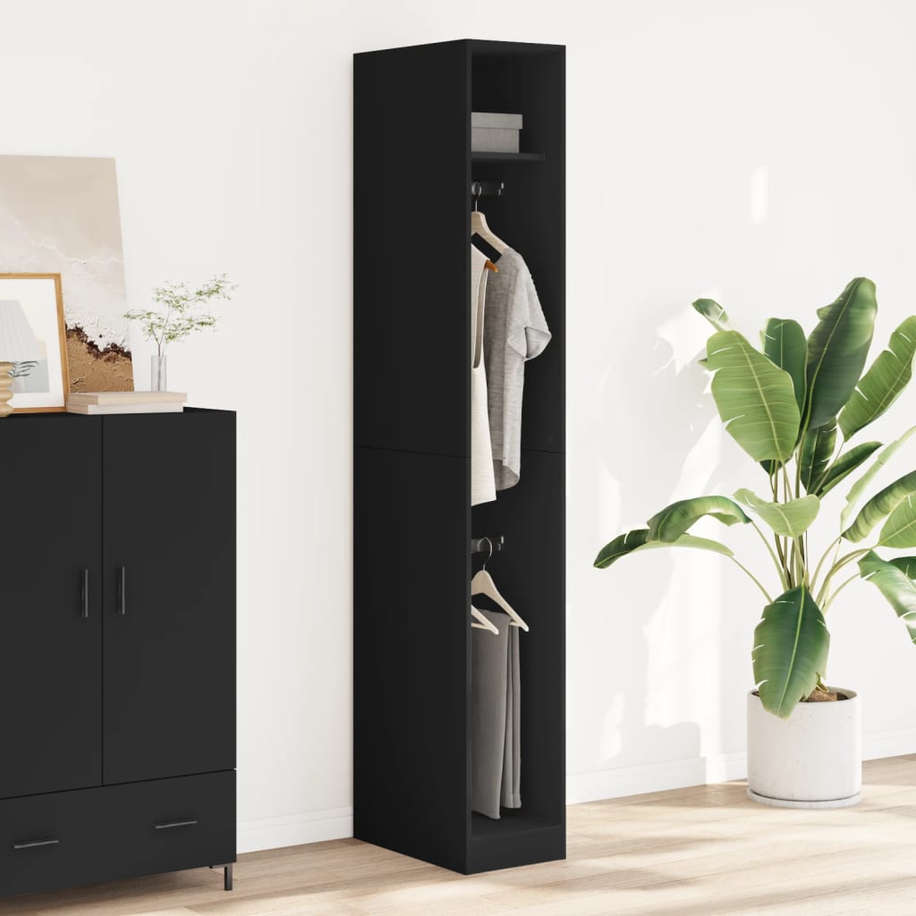 Armadio Nero 30x50x200 cm in Legno Multistrato - homemem39