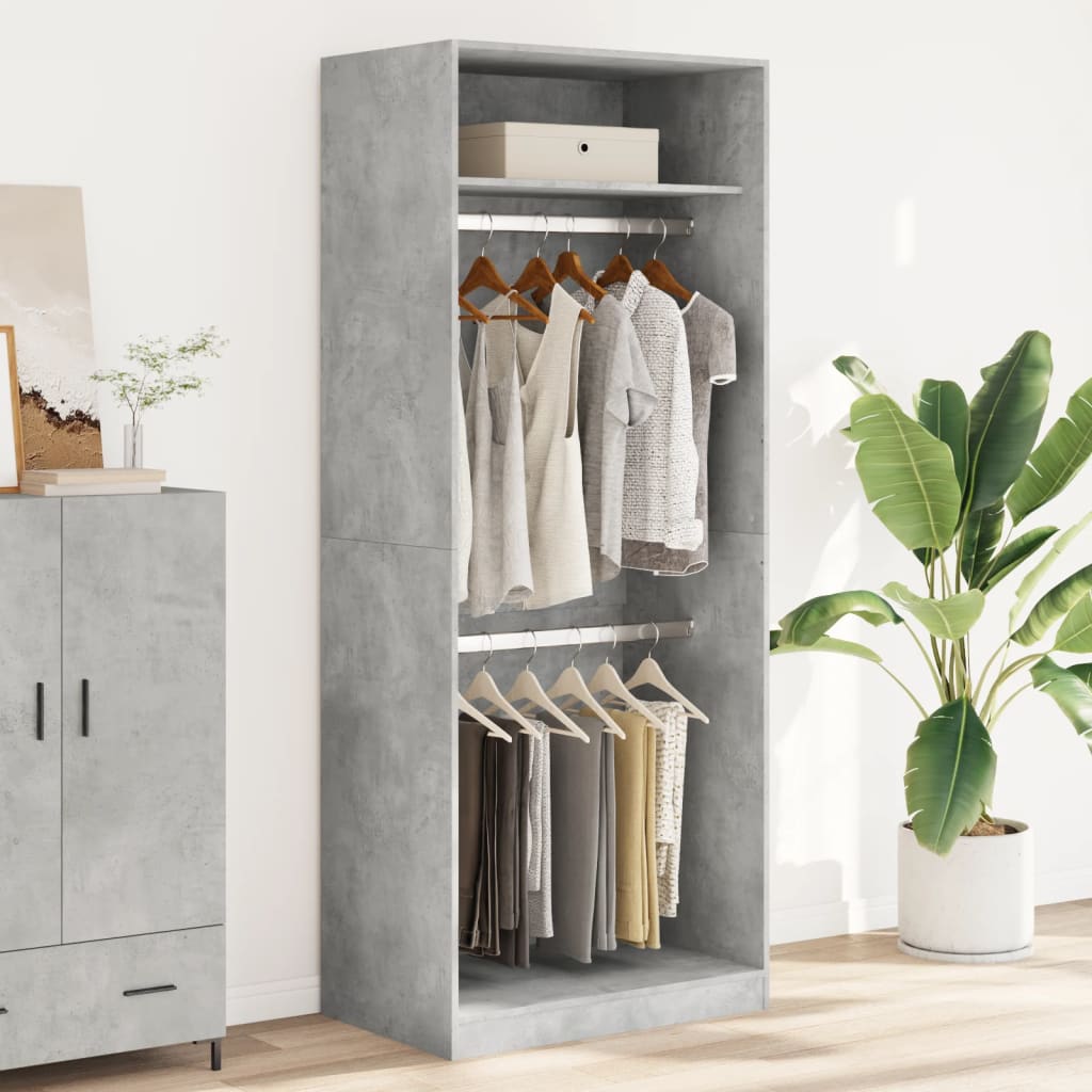 Armadio Grigio Cemento 80x50x200 cm in Legno Multistrato | homemem39
