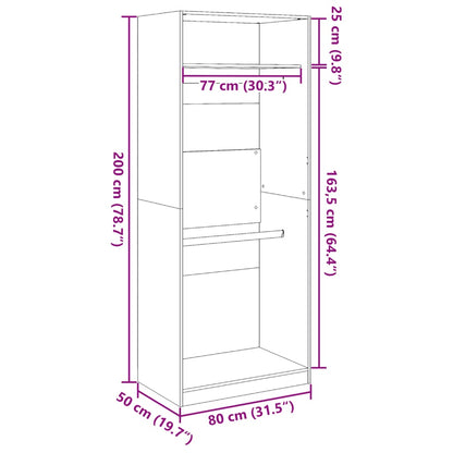 Armadio Grigio Cemento 80x50x200 cm in Legno Multistrato | homemem39