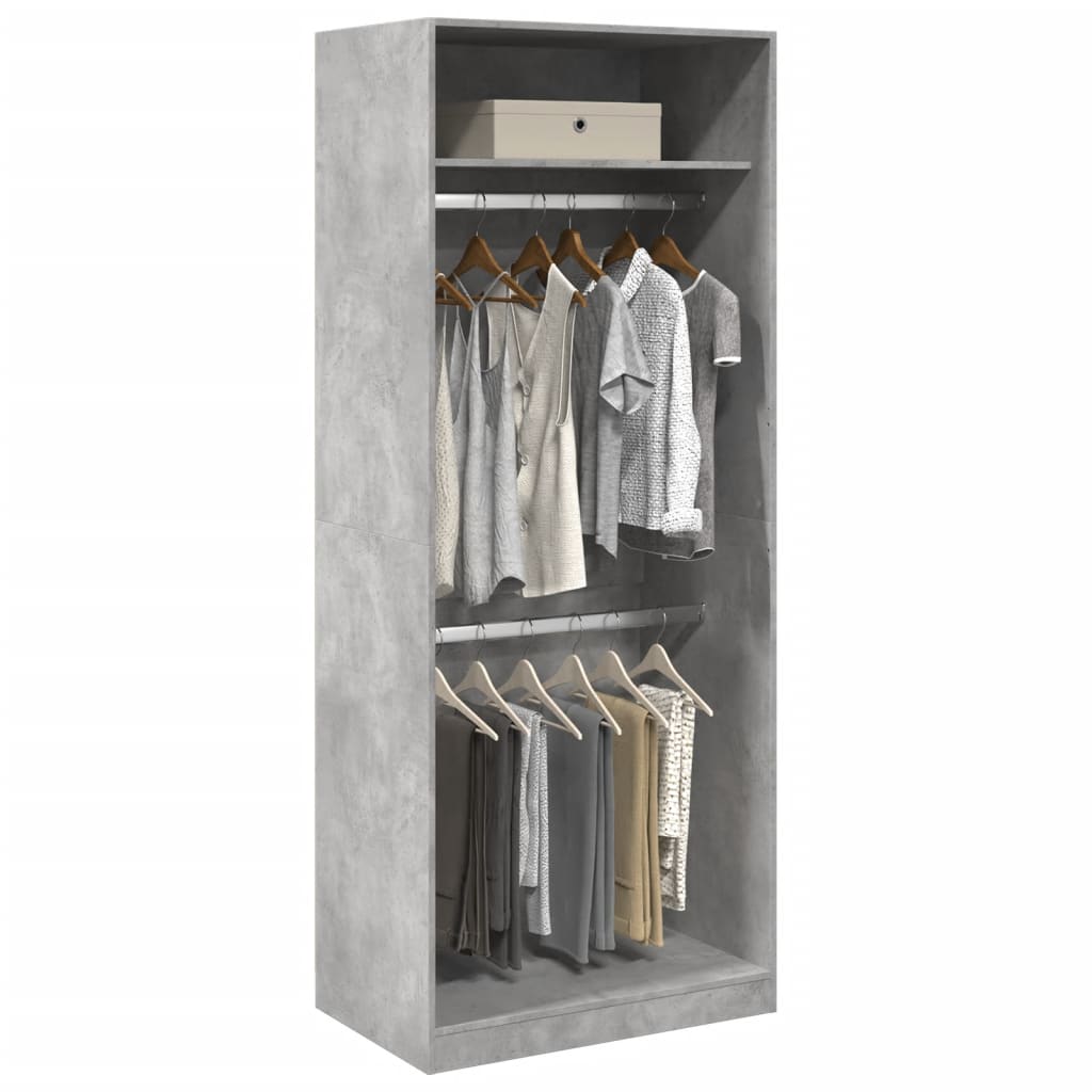 Armadio Grigio Cemento 80x50x200 cm in Legno Multistrato | homemem39