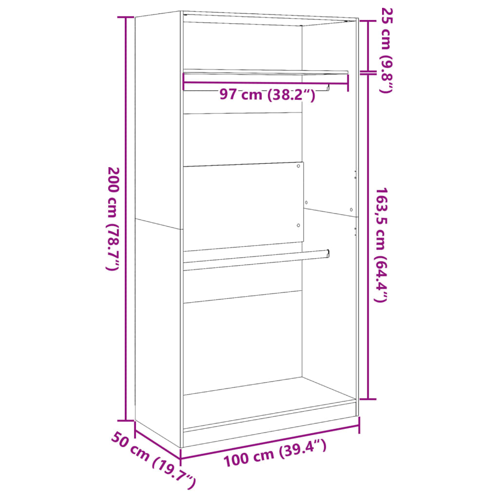 Armadio Bianco 100x50x200 cm in Legno Multistrato | homemem39