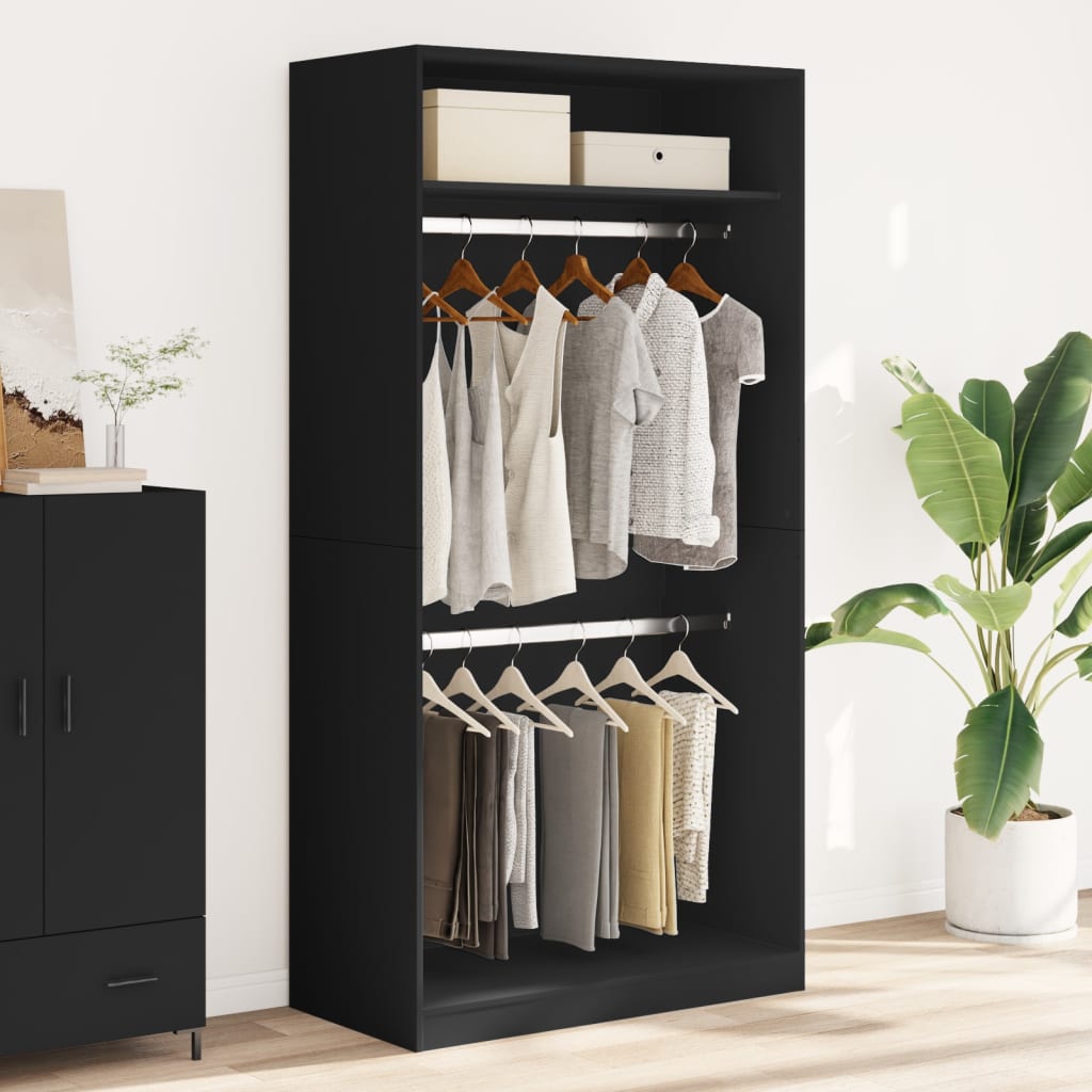 Armadio Nero 100x50x200 cm in Legno Multistrato - homemem39