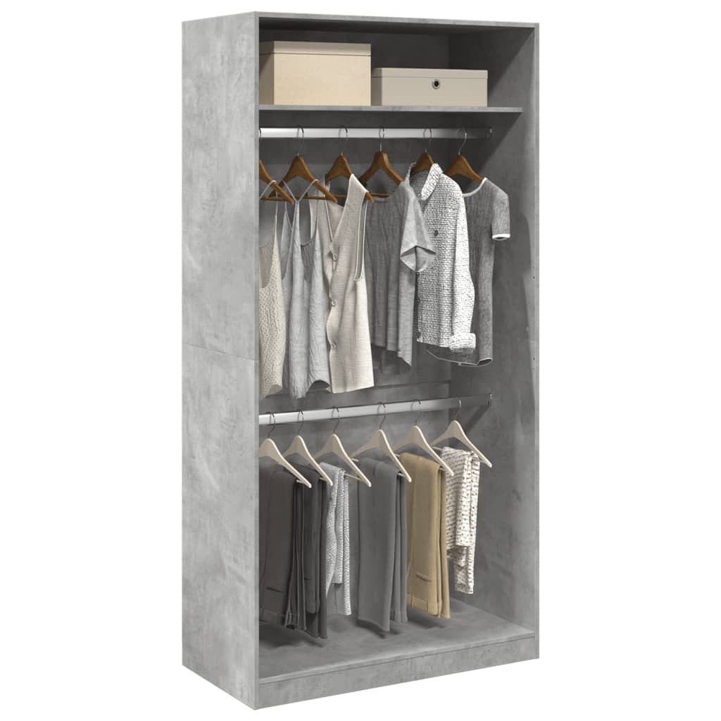 Armadio Grigio Cemento 100x50x200 cm in Legno Multistrato | homemem39