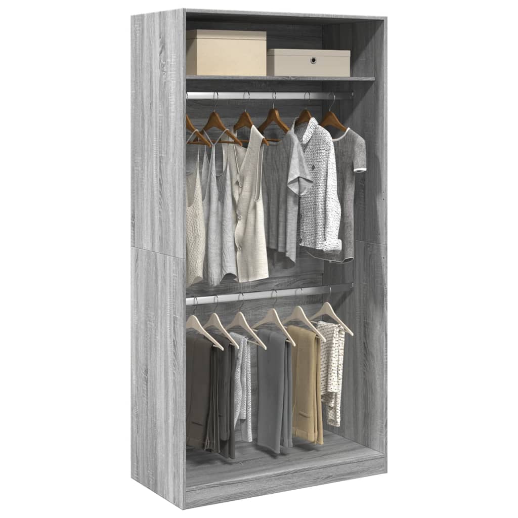 Armadio Grigio Sonoma 100x50x200 cm in Legno Multistrato - homemem39