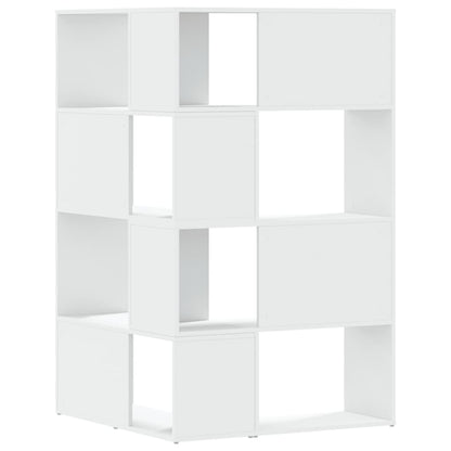 Libreria Angolare 4Ripiani Bianca 85x85x140cm Legno Multistrato