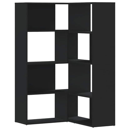 Libreria Angolare 4Ripiani Nera 85x85x140 cm Legno Multistrato | homemem39