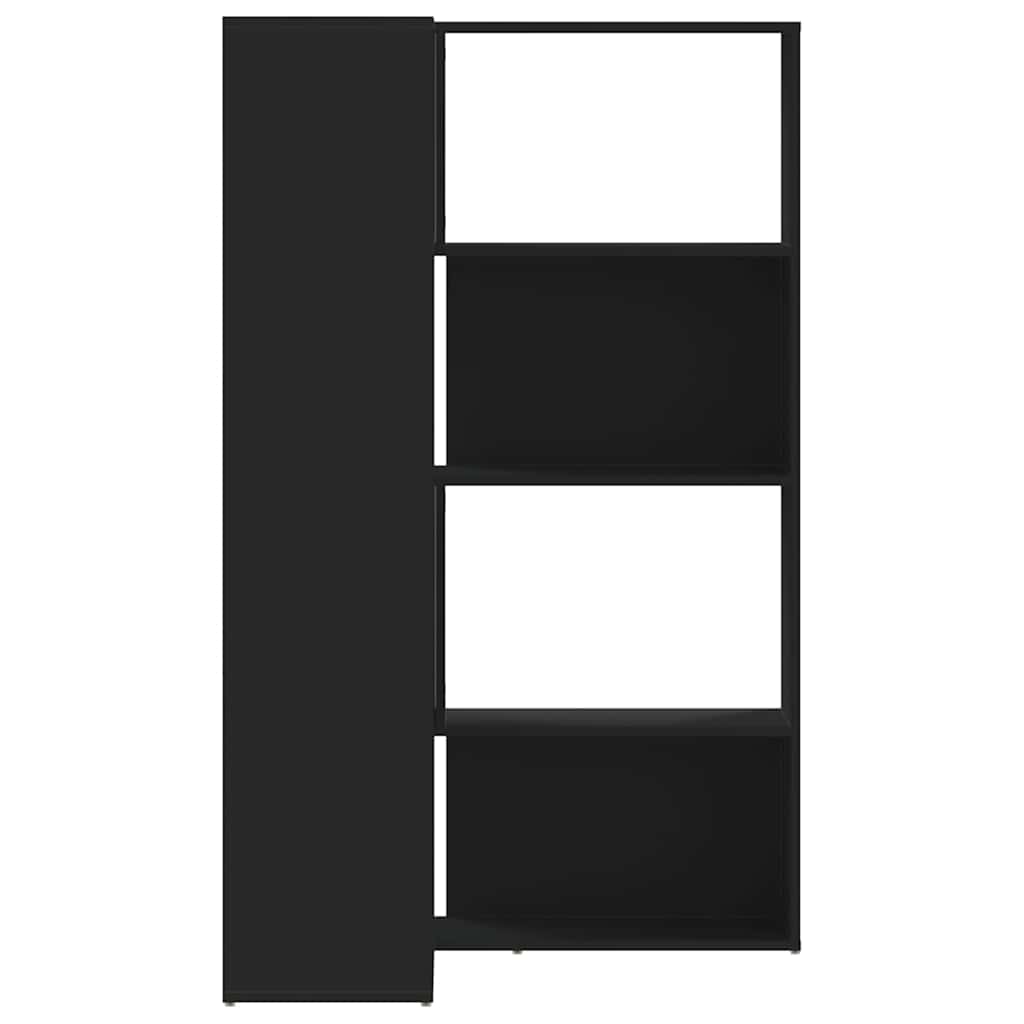 Libreria Angolare 4Ripiani Nera 85x85x140 cm Legno Multistrato | homemem39