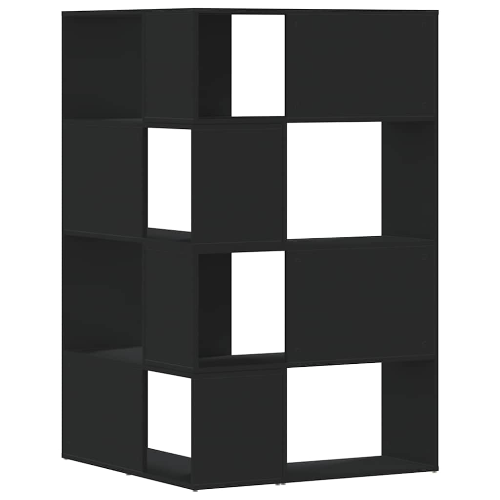Libreria Angolare 4Ripiani Nera 85x85x140 cm Legno Multistrato | homemem39