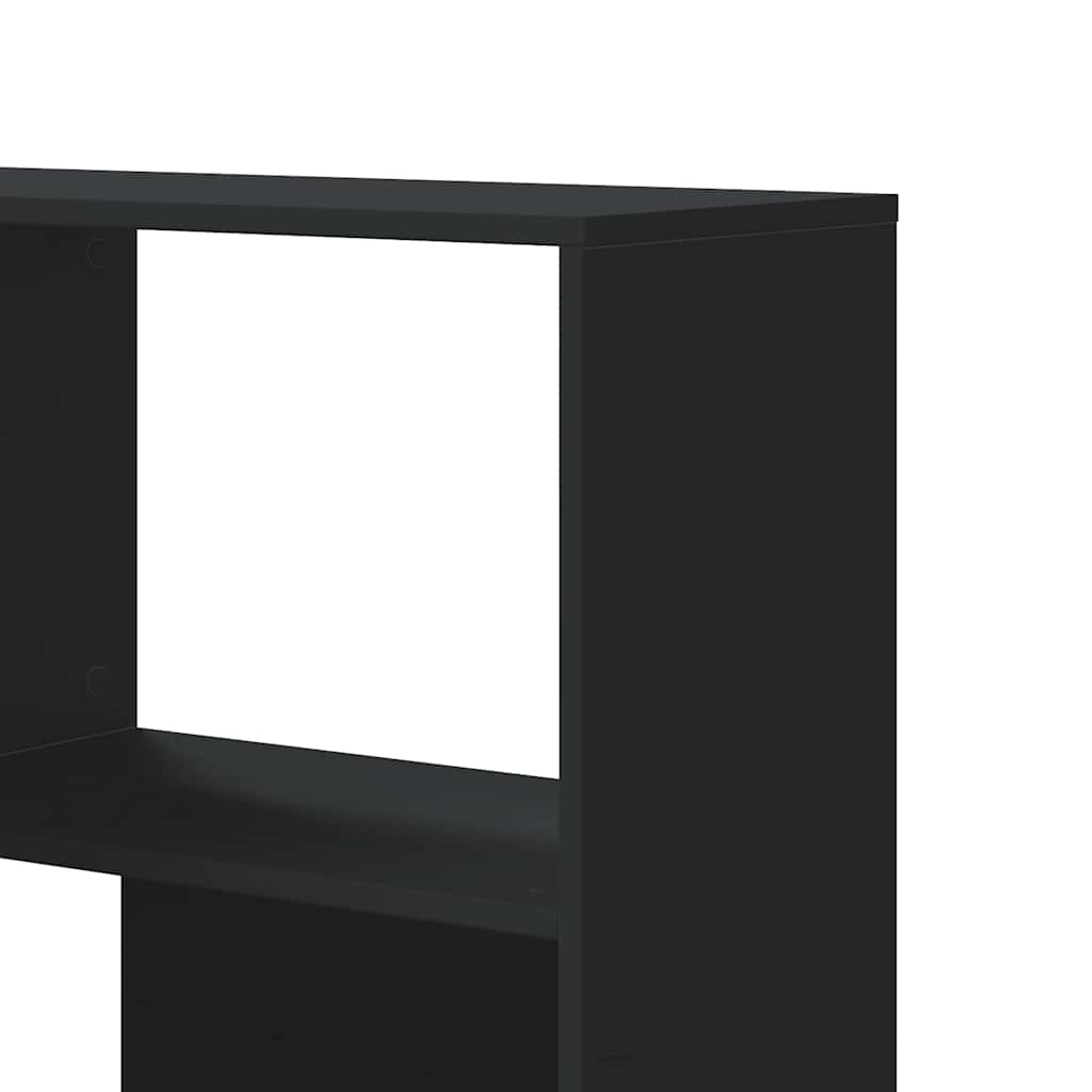 Libreria Angolare 4Ripiani Nera 85x85x140 cm Legno Multistrato | homemem39