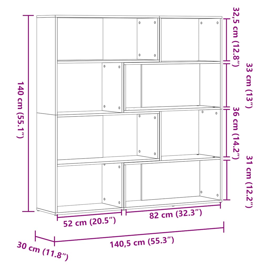 Libreria Angolare 4Ripiani Nera 85x85x140 cm Legno Multistrato | homemem39
