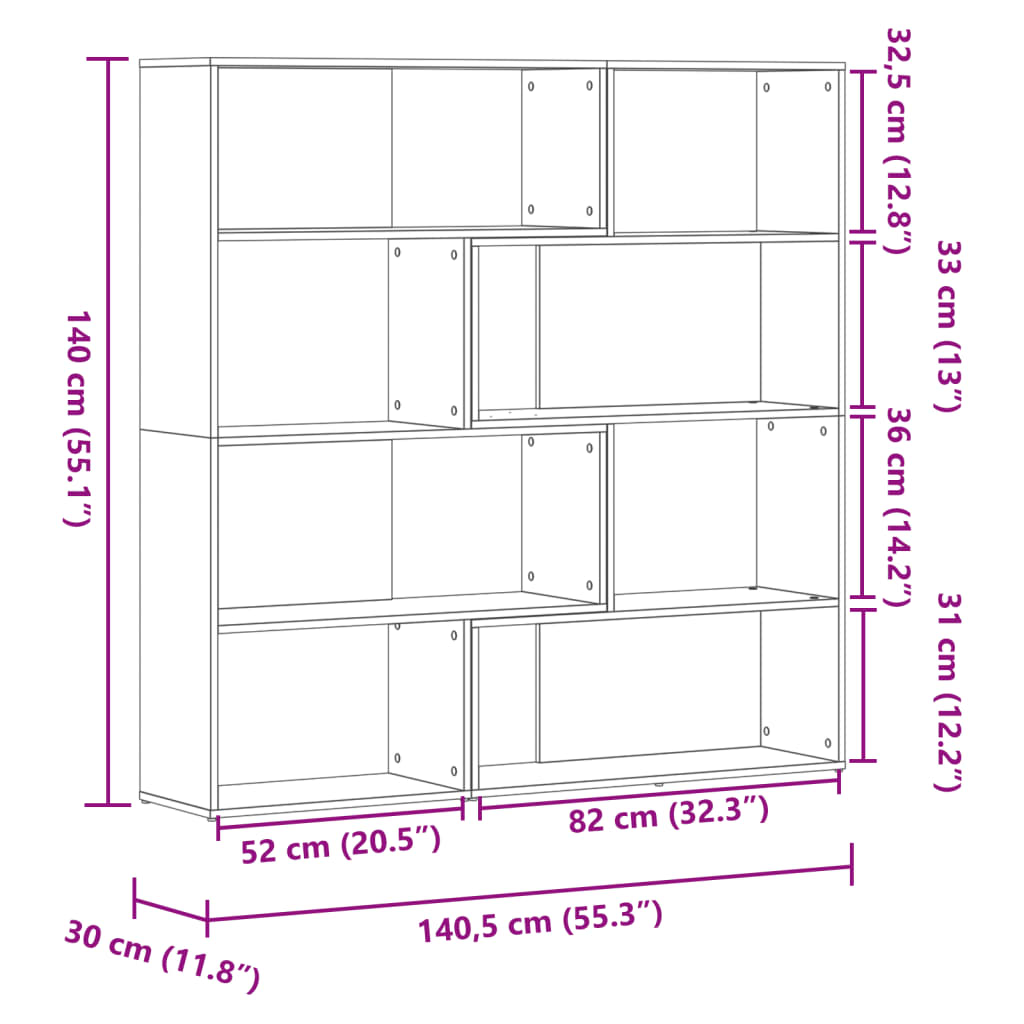 Libreria a 4 Ripiani Grigio Cemento 85x85x140 cm in Truciolare | homemem39