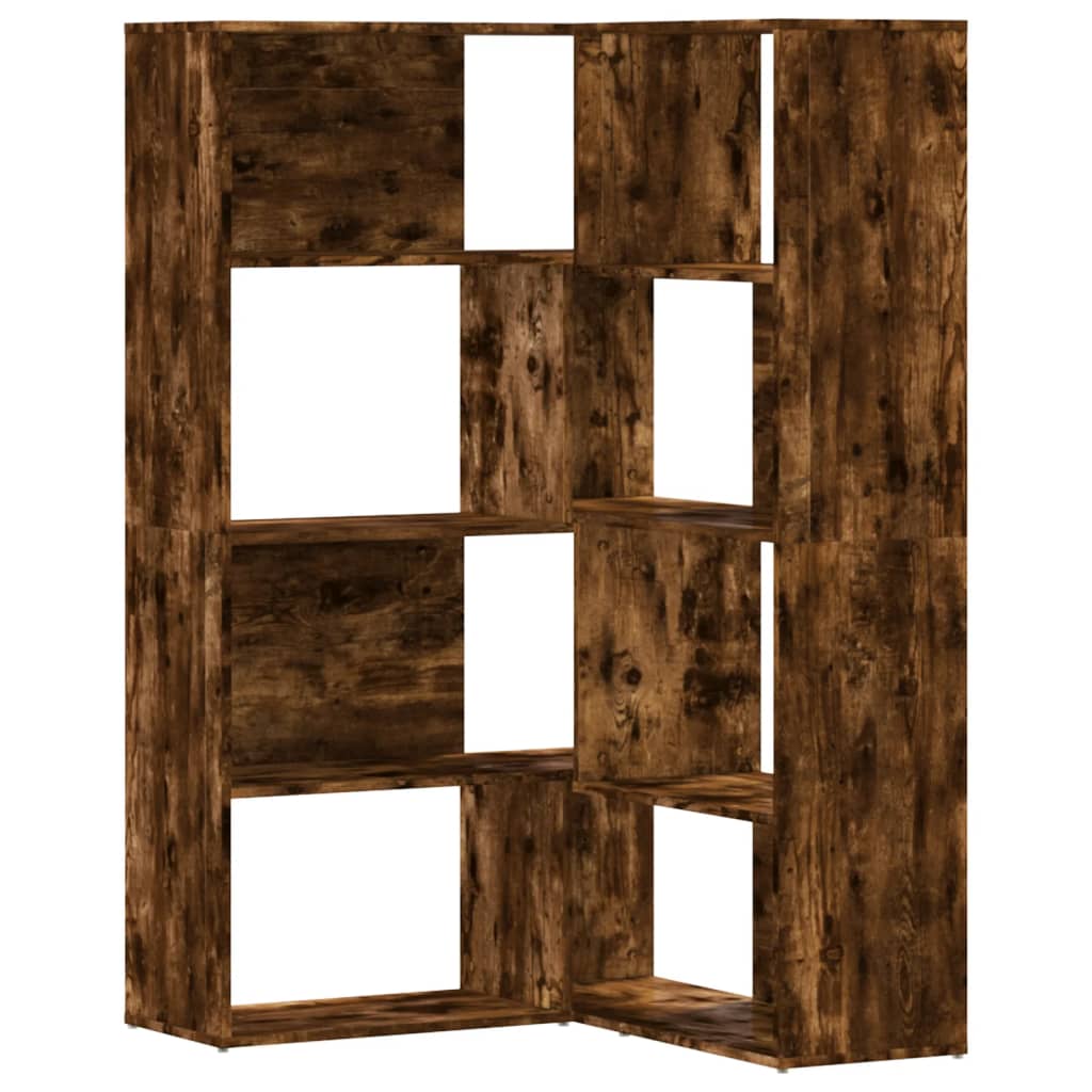 Libreria Angolare 4 Ripiani Rovere Fumo 85x85x140 cm Truciolare | homemem39