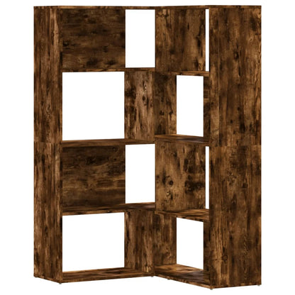 Libreria Angolare 4 Ripiani Rovere Fumo 85x85x140 cm Truciolare | homemem39