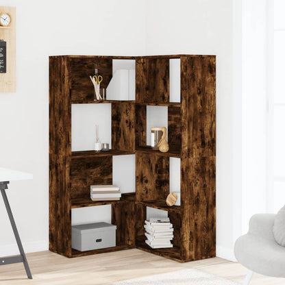 Libreria Angolare 4 Ripiani Rovere Fumo 85x85x140 cm Truciolare | homemem39