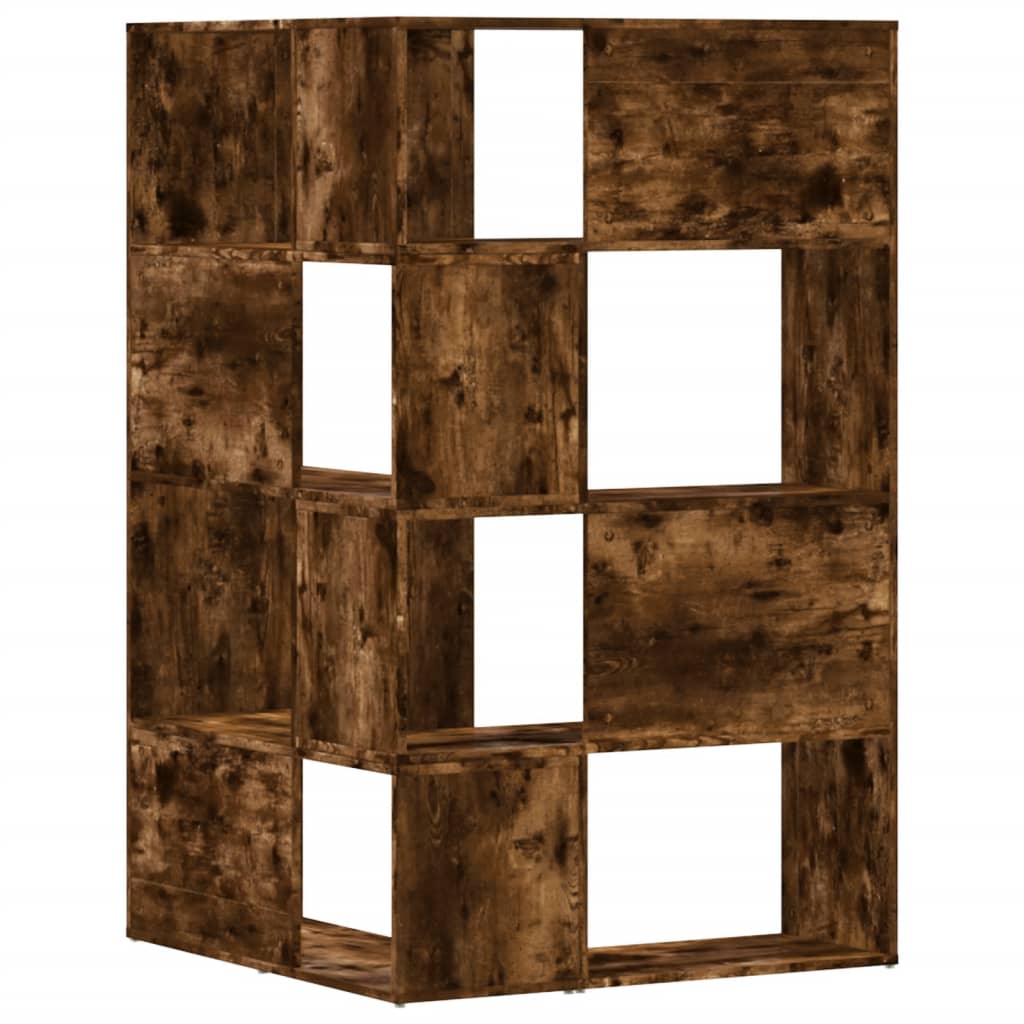 Libreria Angolare 4 Ripiani Rovere Fumo 85x85x140 cm Truciolare | homemem39