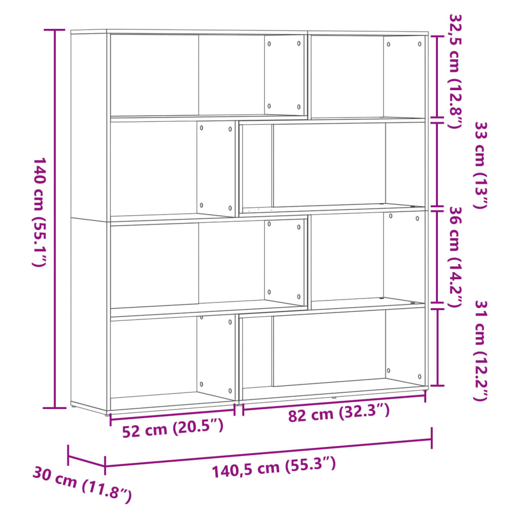 Libreria Angolare 4 Ripiani Rovere Fumo 85x85x140 cm Truciolare | homemem39