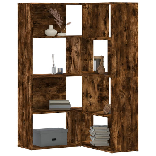 Libreria Angolare 4 Ripiani Rovere Fumo 85x85x140 cm Truciolare | homemem39