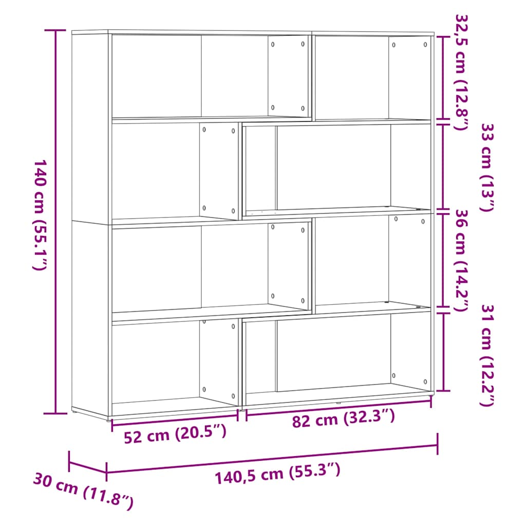 Libreria a 4 Ripiani Grigio Sonoma 85x85x140 cm in Truciolare | homemem39