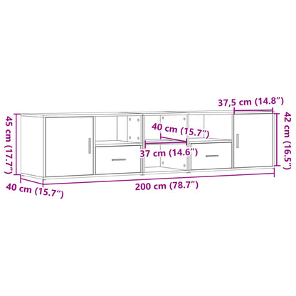 Mobile Angolare Bianco 200x40x45 cm in Truciolato