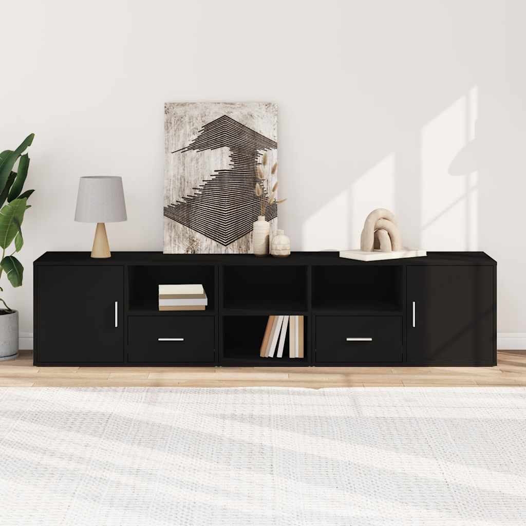 Mobile Angolare Nero 200x40x45 cm in Truciolato - homemem39
