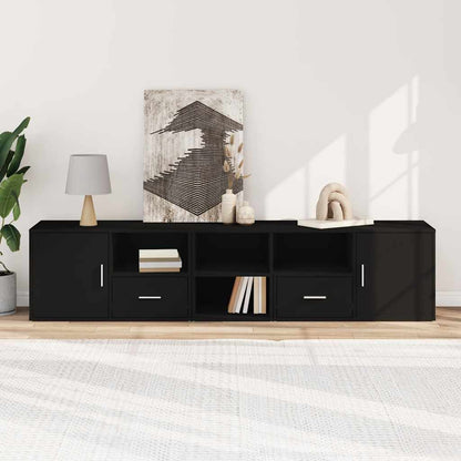 Mobile Angolare Nero 200x40x45 cm in Truciolato - homemem39