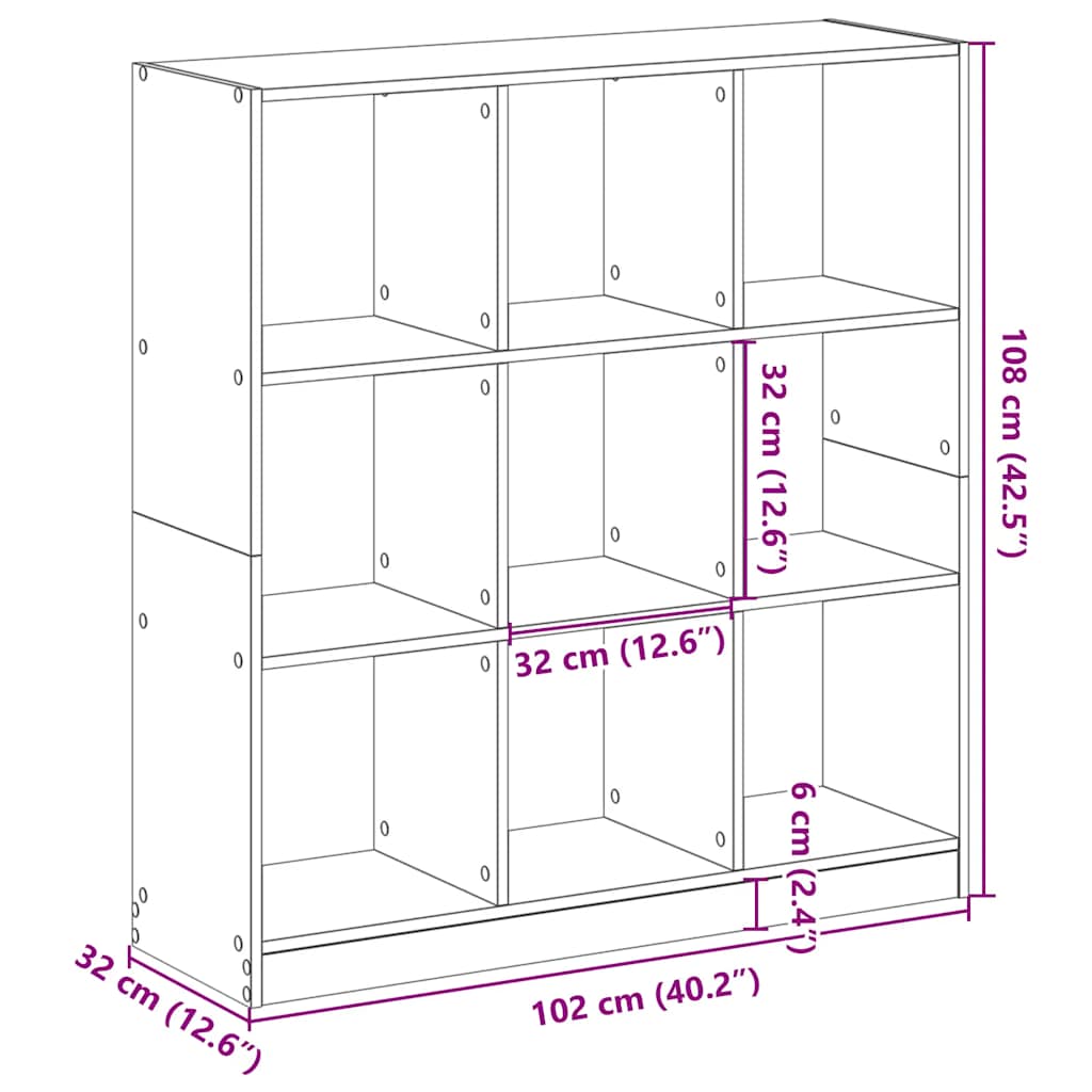 Libreria Grigio Cemento 102x32x108 cm in Legno Multistrato | homemem39