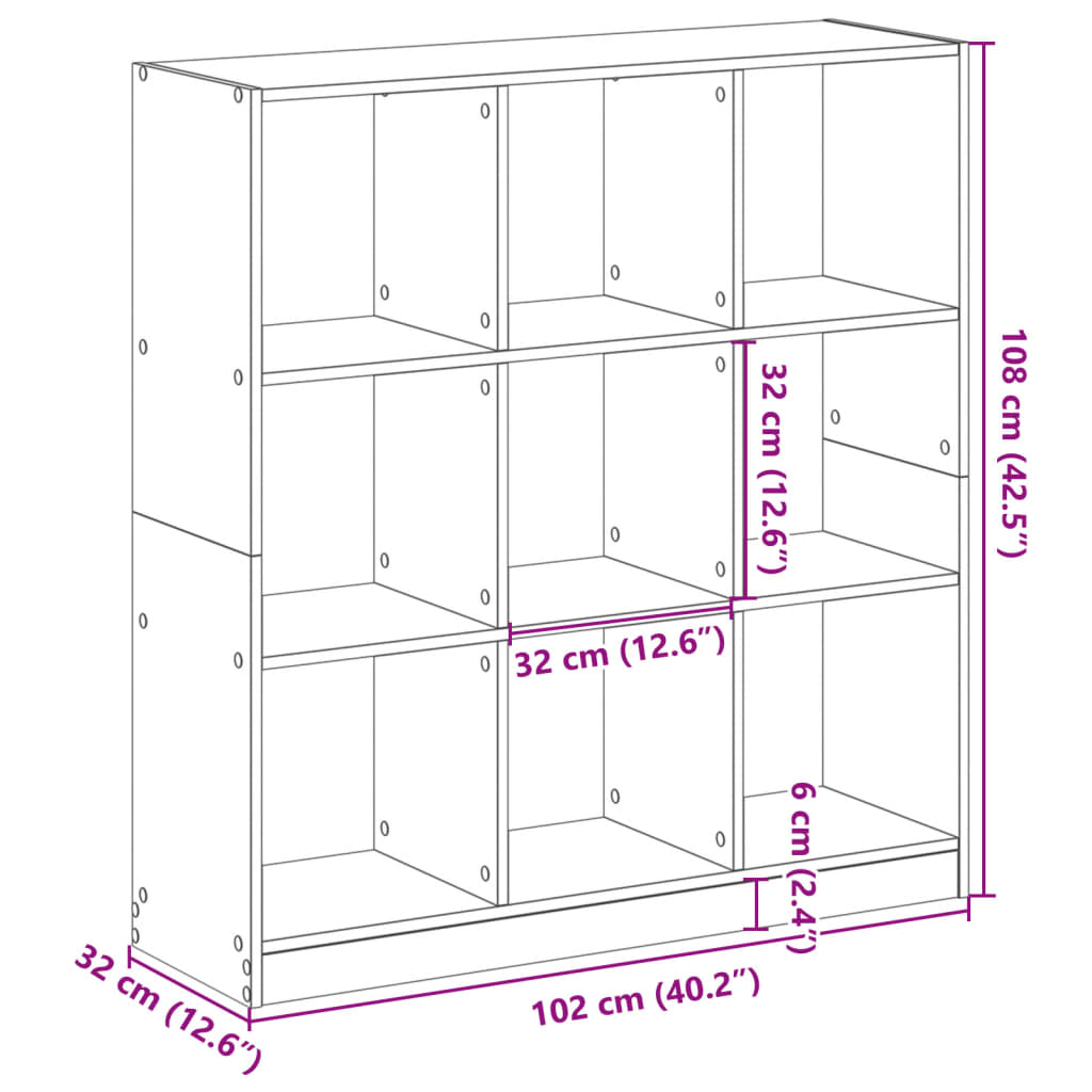 Libreria Grigio Sonoma 102x32x108 cm in Legno Multistrato | homemem39