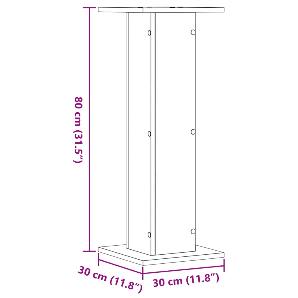 Supporti per Piante 2 pz Rovere Sonoma 30x30x80cm in Truciolato