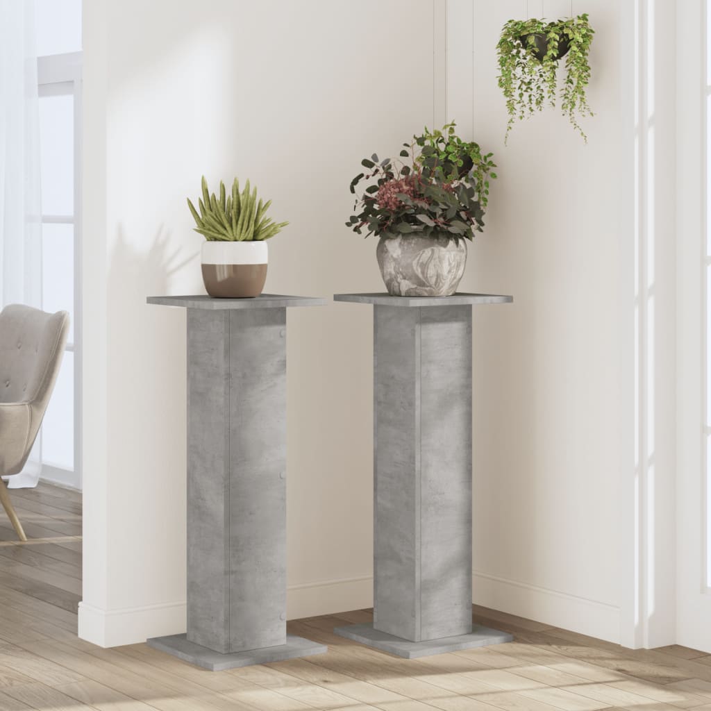 Supporti per Piante 2 pz Grigio Cemento 30x30x80 cm Truciolato - homemem39
