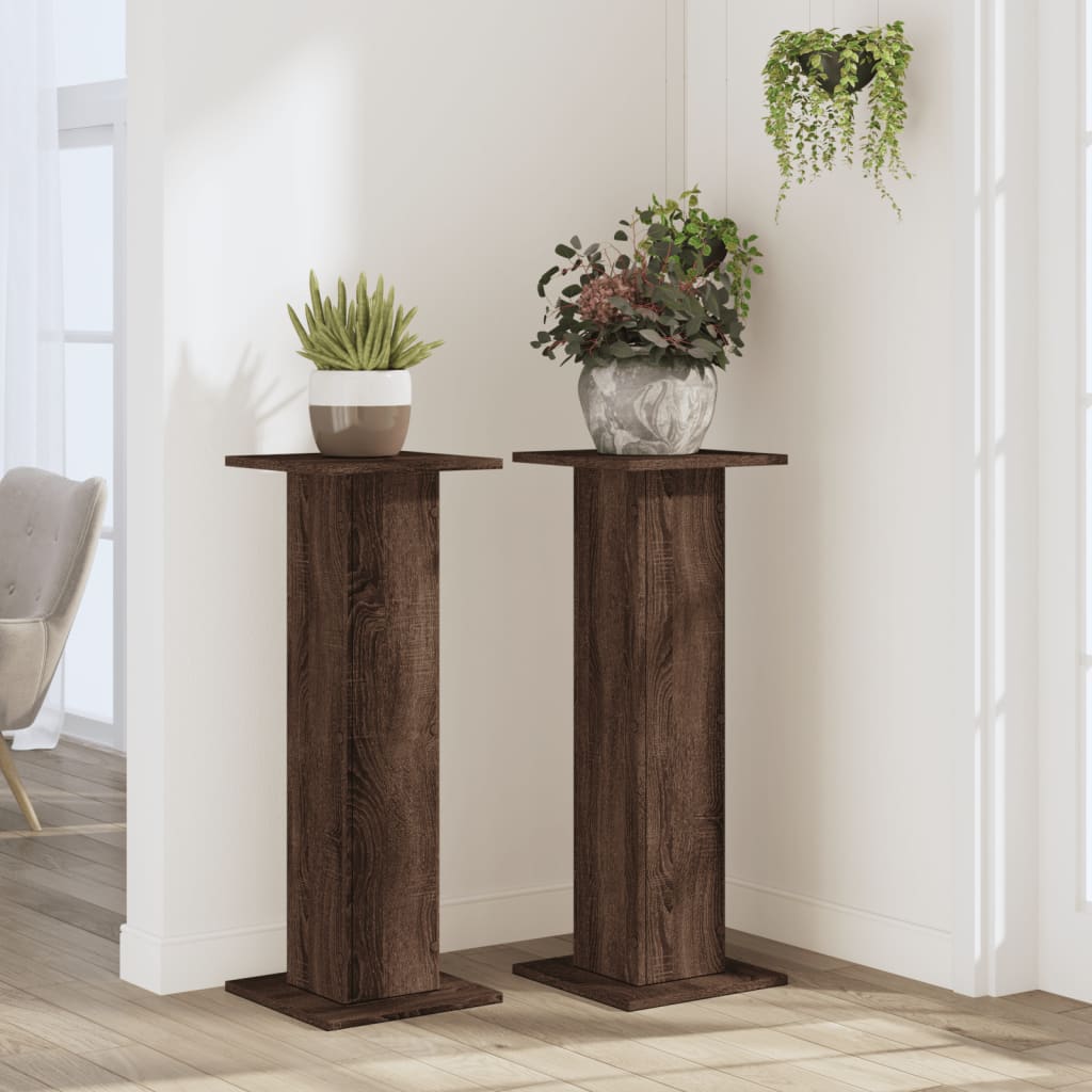Supporti per Piante 2 pz Rovere Marrone 30x30x80 cm Truciolato - homemem39