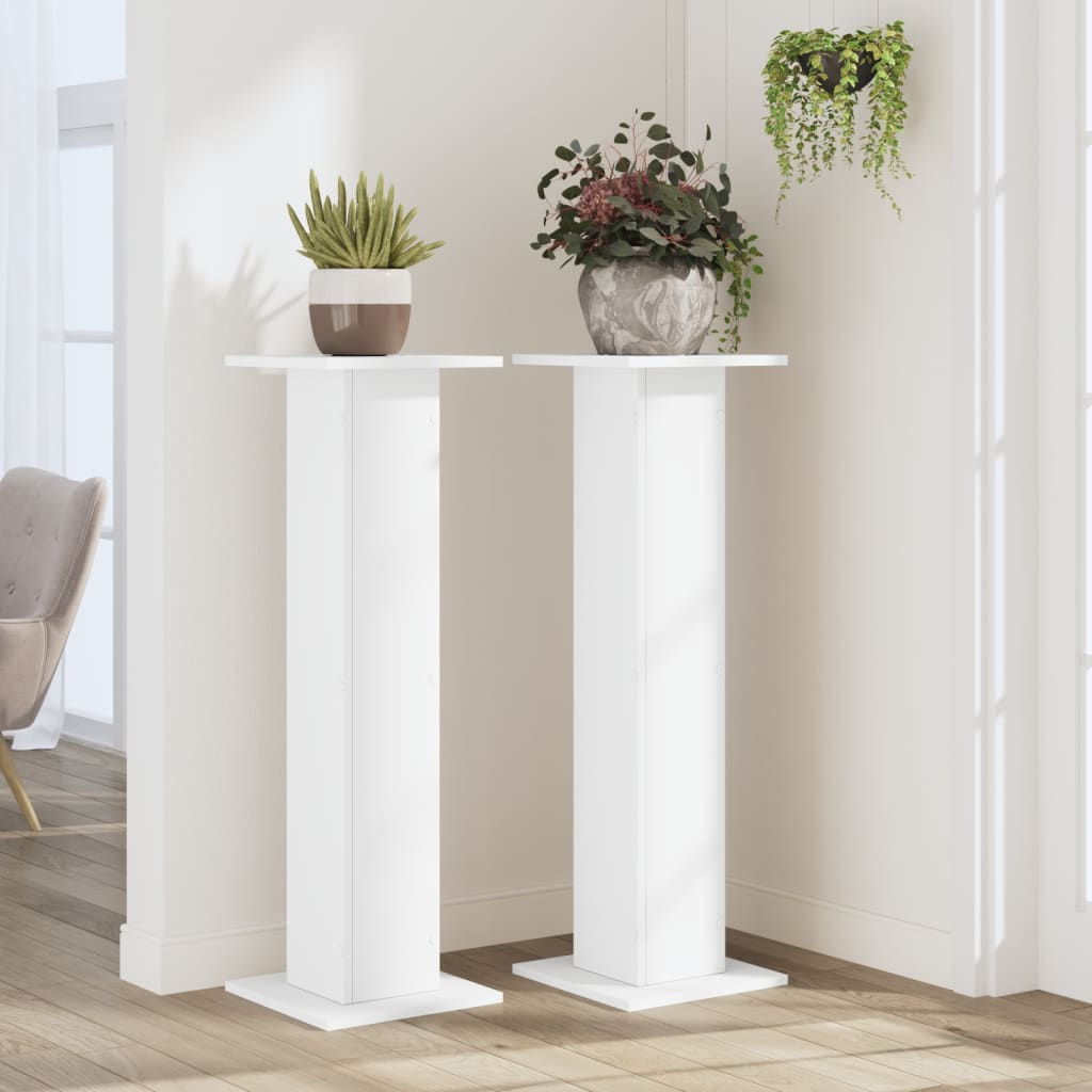Supporti per Piante 2 pz Bianchi 30x30x95 cm Legno Multistrato - homemem39