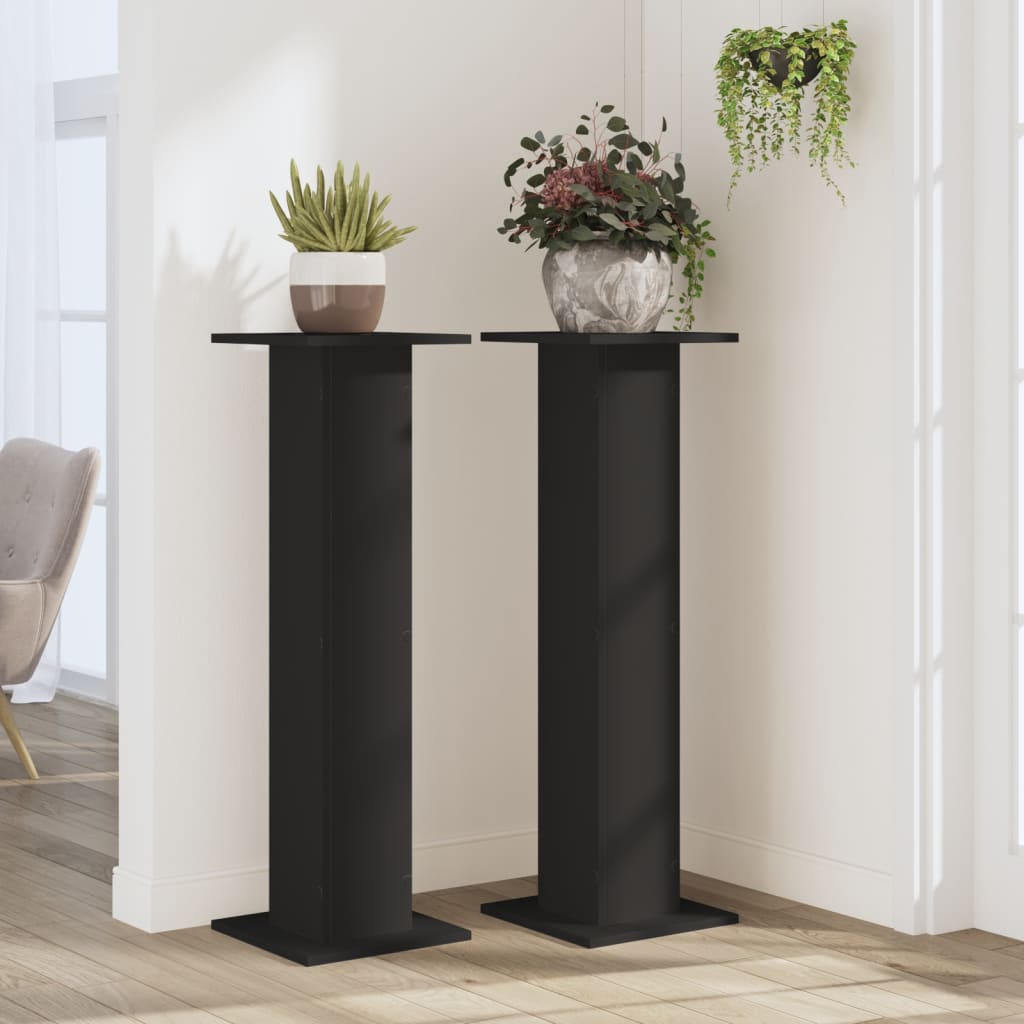 Supporti per Piante 2 pz Neri 30x30x95 cm Legno Multistrato - homemem39